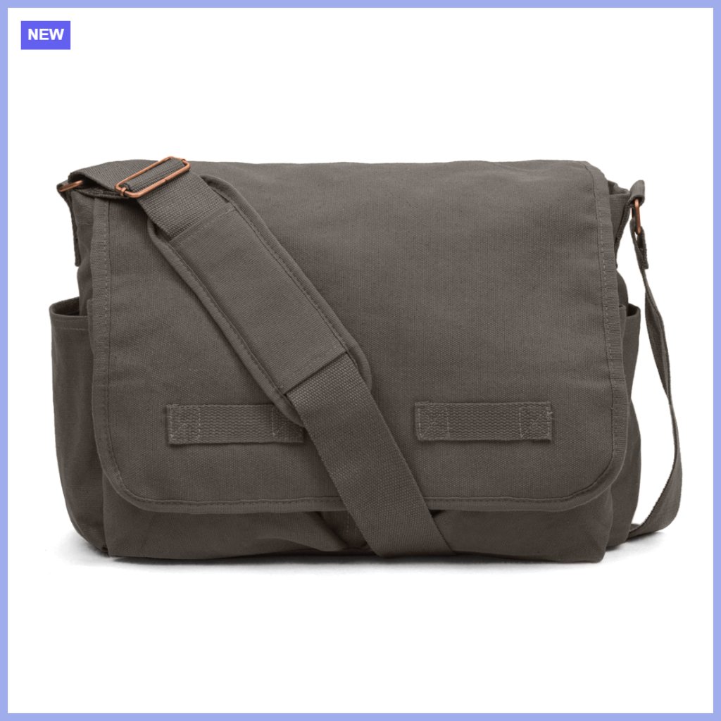 Vintage Messenger Bag Heavyweight Cotton Canvas Adjustable Shoulder Strap